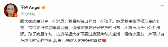王鸥首谈生子：独自带娃，只求宁静